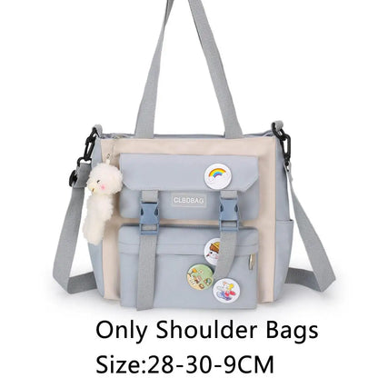 5 Pcs Sets School Bags For Teenager Girls 2021 Kawaii Women Laptop Backpack Shoulder Book Bags Female Travel Bagpack Mochila New