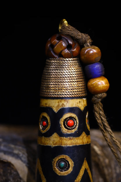 5"Tibetan Temple Collection Old Natural Agate Mosaic Gem gZi Beads Nine eyes Dzi Bead Pendant Amulet Town House Exorcism