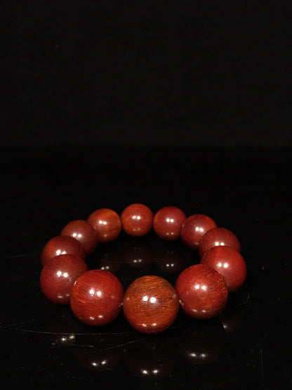5"Tibetan Temple Collection Old Rhinoceros Horn Abacus Beads 12 Buddha Beads Bracelet Pendant Amulet Town house Exorcism