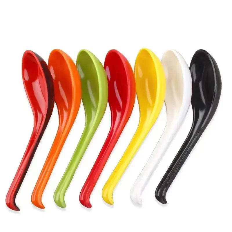 5 pcs Soup Spoons Japanese Rice Spoons Melamine Spoon Sauces Soup Spoon Porridge Spoon Ramen Pho Wonton Dumpling