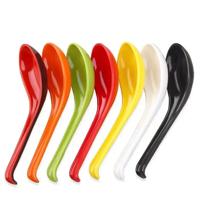 5 pcs Soup Spoons Japanese Rice Spoons Melamine Spoon Sauces Soup Spoon Porridge Spoon Ramen Pho Wonton Dumpling