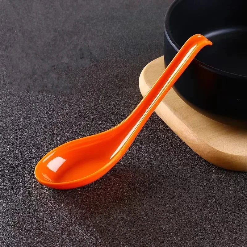 5 pcs Soup Spoons Japanese Rice Spoons Melamine Spoon Sauces Soup Spoon Porridge Spoon Ramen Pho Wonton Dumpling