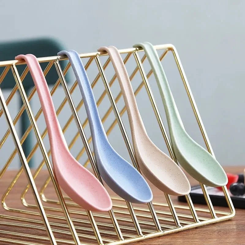 5 pcs Wheat Straw Dinnerware Soup Spoons Japanese Rice Spoons  Sauces Soup Spoon Porridge Spoon  Ramen Pho Wonton Dumpling