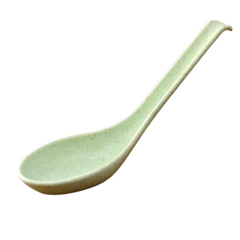 5 pcs Wheat Straw Dinnerware Soup Spoons Japanese Rice Spoons  Sauces Soup Spoon Porridge Spoon  Ramen Pho Wonton Dumpling