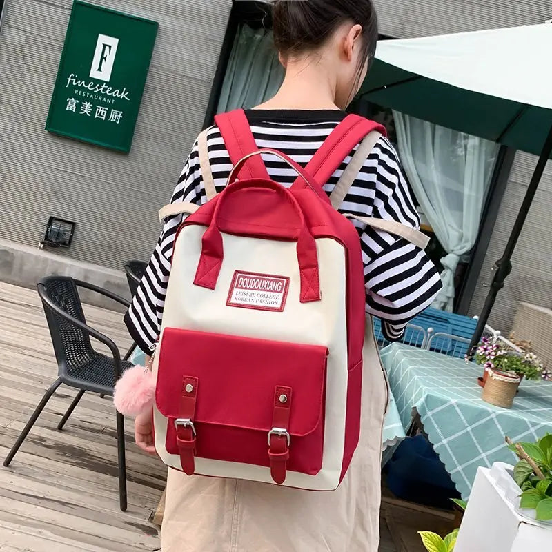 5 pcs sets canvas School Bags For Teenage Girls Women New Trend Female Backpack Nylon Women Backpack Child Student Shoulder Bag