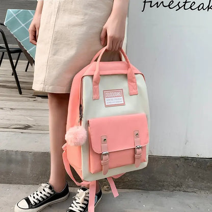 5 pcs sets canvas School Bags For Teenage Girls Women New Trend Female Backpack Nylon Women Backpack Child Student Shoulder Bag