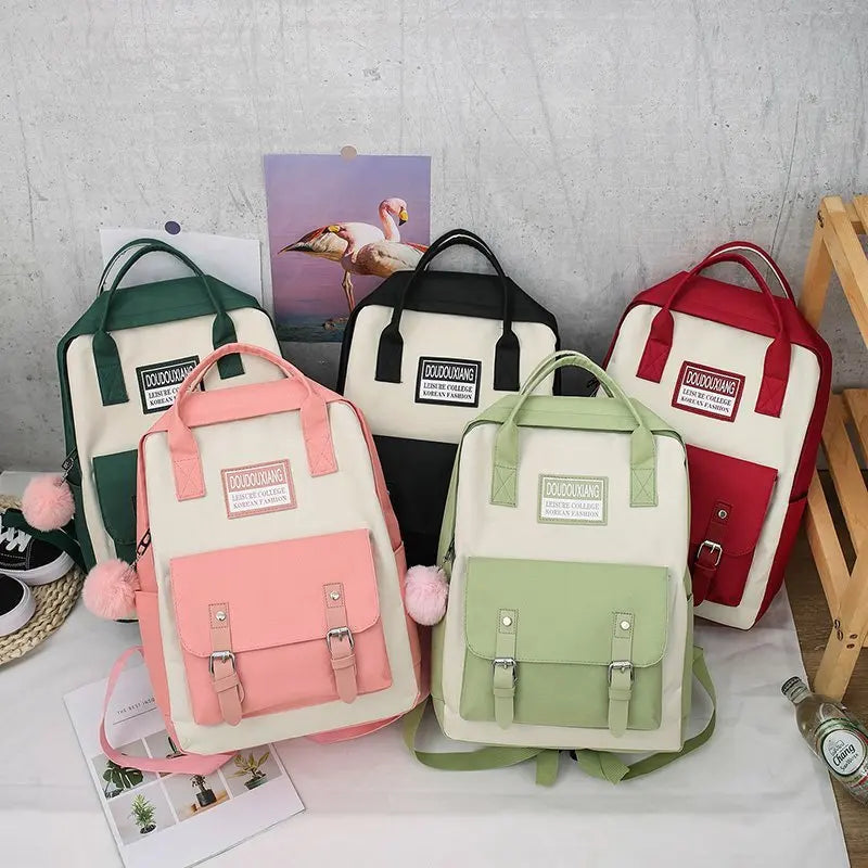 5 pcs sets canvas School Bags For Teenage Girls Women New Trend Female Backpack Nylon Women Backpack Child Student Shoulder Bag