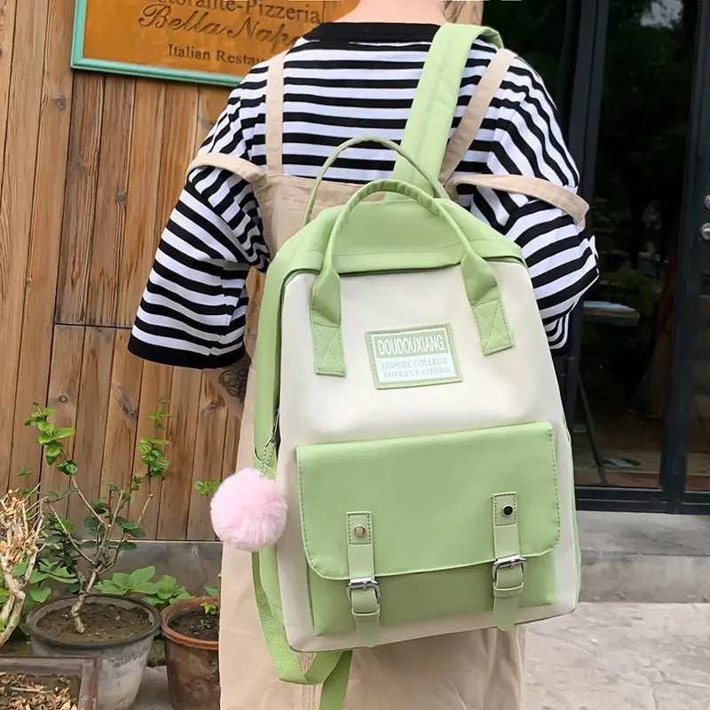 5 pcs sets canvas School Bags For Teenage Girls Women New Trend Female Backpack Nylon Women Backpack Child Student Shoulder Bag