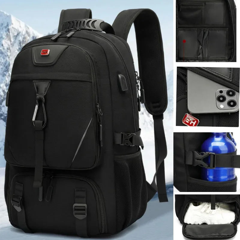 50/60/80L Unisex Men Outdoor USB Large Capacity Travel Pack Sports Trekking Rucksack Hiking Camping Backpack for Male