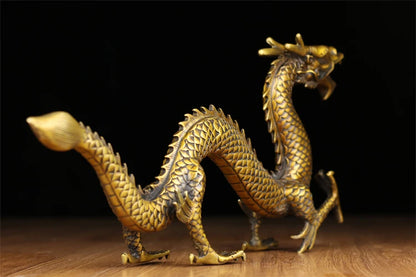 50 CM bless family Safety Health luck Talisman # home FENG SHUI efficacious Protection Eastern brass dragon statue