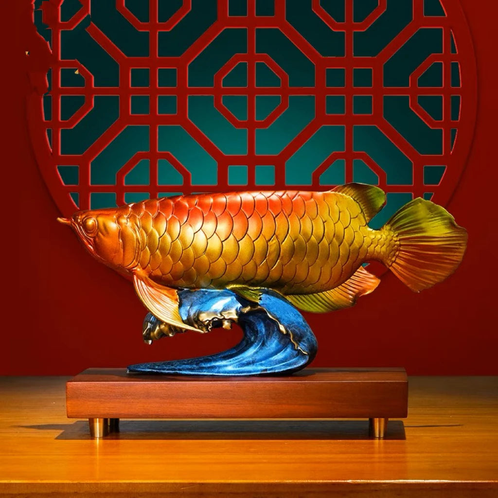 50% OFF 2023 Good Omens Home Shop Company Copper Arowana Golden Fish Decorative GOOD LUCK thriving business money FENG SHUI ART