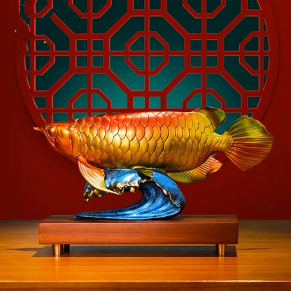 50% OFF 2023 Good Omens Home Shop Company Copper Arowana Golden Fish Decorative GOOD LUCK thriving business money FENG SHUI ART