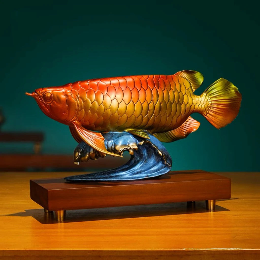 50% OFF 2023 Good Omens Home Shop Company Copper Arowana Golden Fish Decorative GOOD LUCK thriving business money FENG SHUI ART