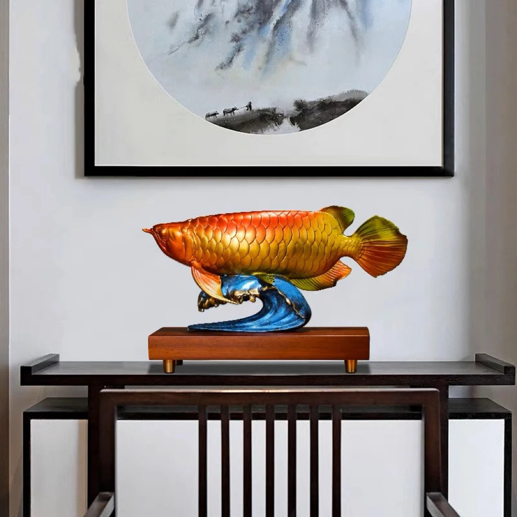 50% OFF 2023 Good Omens Home Shop Company Copper Arowana Golden Fish Decorative GOOD LUCK thriving business money FENG SHUI ART