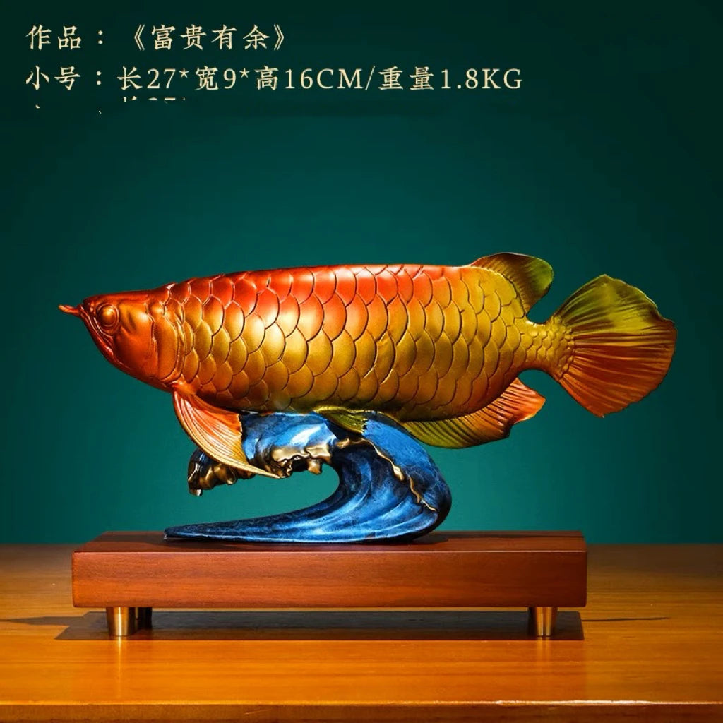 50% OFF 2023 Good Omens Home Shop Company Copper Arowana Golden Fish Decorative GOOD LUCK thriving business money FENG SHUI ART