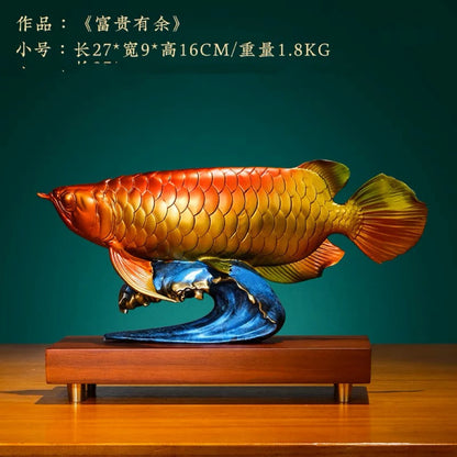 50% OFF 2023 Good Omens Home Shop Company Copper Arowana Golden Fish Decorative GOOD LUCK thriving business money FENG SHUI ART