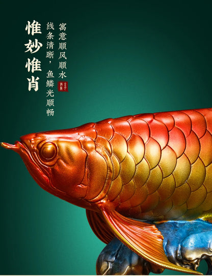 50% OFF 2023 Good Omens Home Shop Company Copper Arowana Golden Fish Decorative GOOD LUCK thriving business money FENG SHUI ART