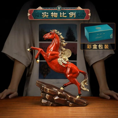 50% OFF 2023 Good Omens Home Shop Company MA SHANG YOU QIAN money copper RED GOOD LUCK Horse thriving business Success FENG SHUI
