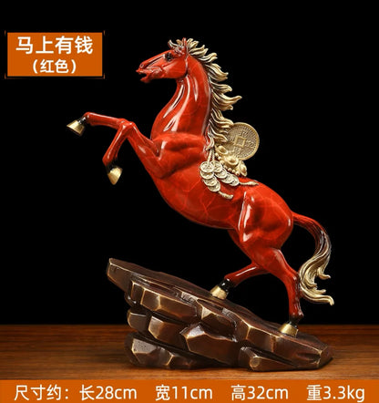 50% OFF 2023 Good Omens Home Shop Company MA SHANG YOU QIAN money copper RED GOOD LUCK Horse thriving business Success FENG SHUI