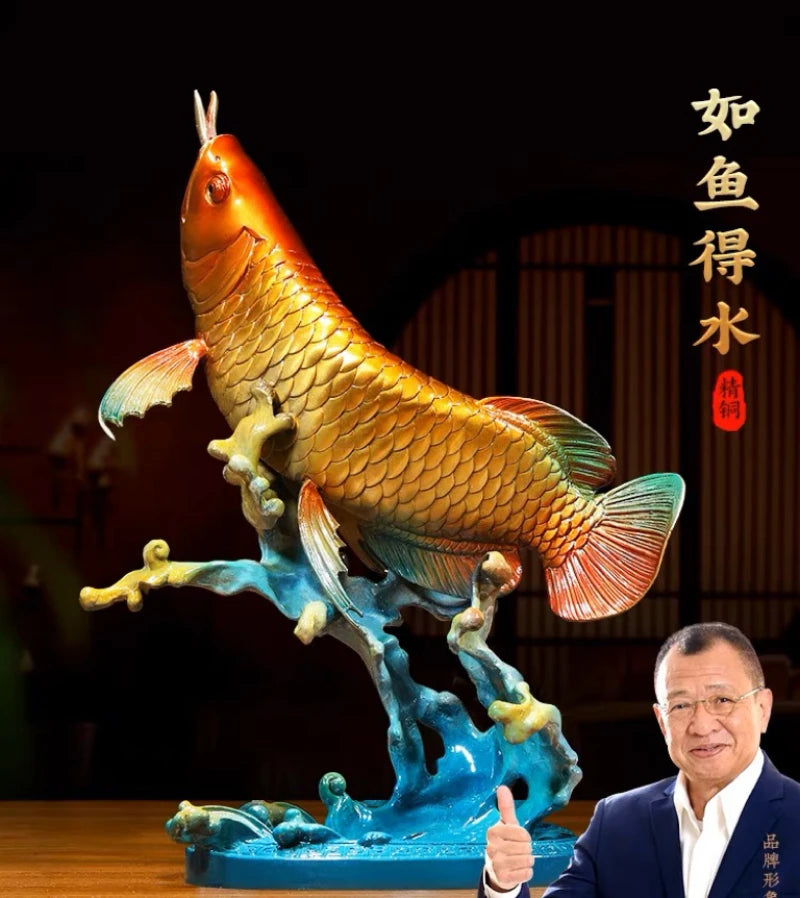 50% OFF 2023 Good Success Omens Home Shop Company Copper Arowana Golden Fish GOOD LUCK thriving business money FENG SHUI ART