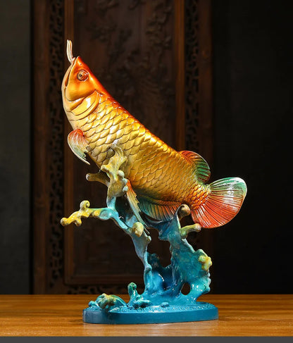 50% OFF 2023 Good Success Omens Home Shop Company Copper Arowana Golden Fish GOOD LUCK thriving business money FENG SHUI ART
