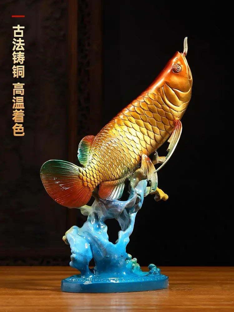 50% OFF 2023 Good Success Omens Home Shop Company Copper Arowana Golden Fish GOOD LUCK thriving business money FENG SHUI ART