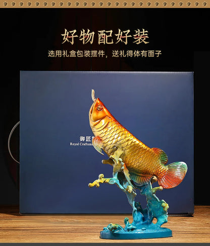 50% OFF 2023 Good Success Omens Home Shop Company Copper Arowana Golden Fish GOOD LUCK thriving business money FENG SHUI ART