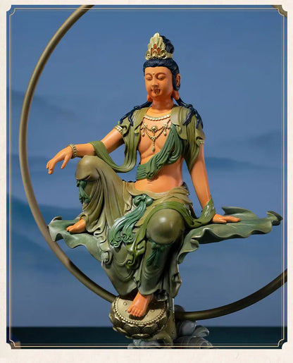 50%OFF 2023 HOME Family protection TOP Spiritual decoration ZI ZAI GUAN YIN goddess buddha Color COPPER carving Sculpture statue