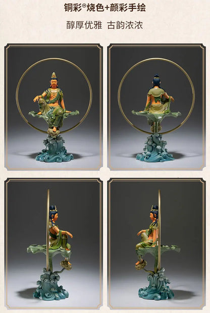 50%OFF 2023 HOME Family protection TOP Spiritual decoration ZI ZAI GUAN YIN goddess buddha Color COPPER carving Sculpture statue