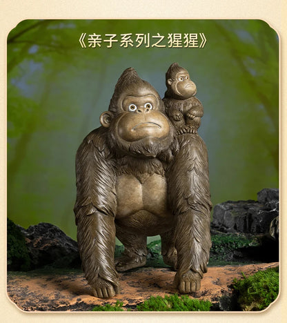 50% OFF Amazing TOP Handmade Rare forest Gorilla Mother Child COPPER carving Animal work BAR CLUB HOME high grade decorative art