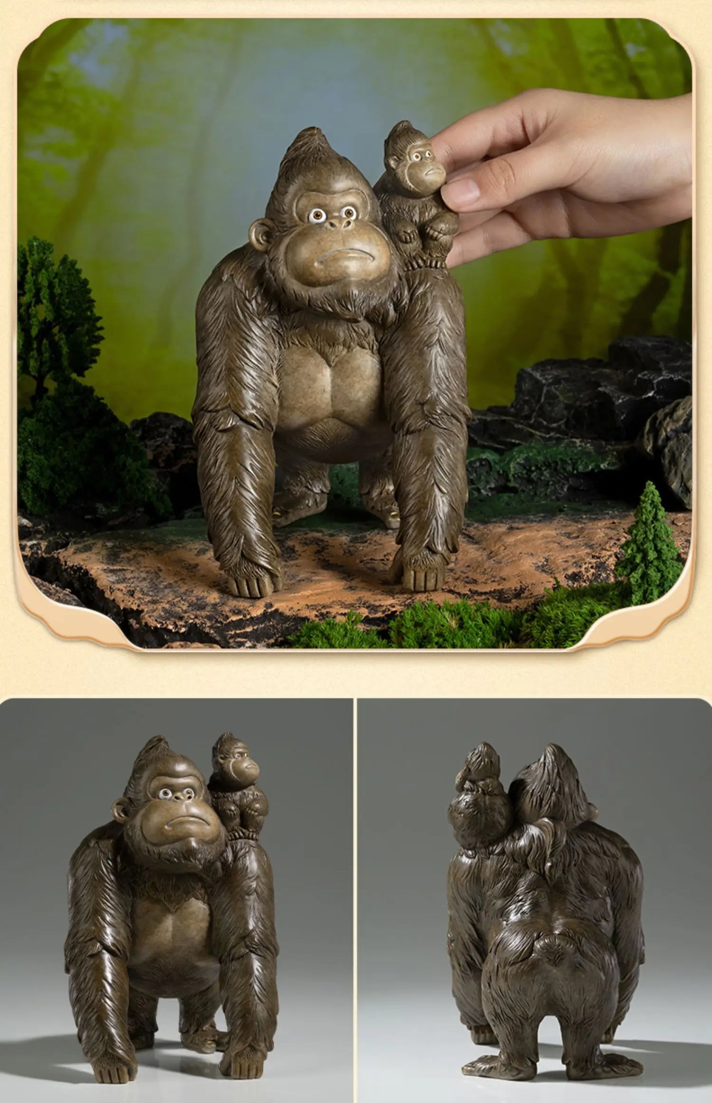 50% OFF Amazing TOP Handmade Rare forest Gorilla Mother Child COPPER carving Animal work BAR CLUB HOME high grade decorative art
