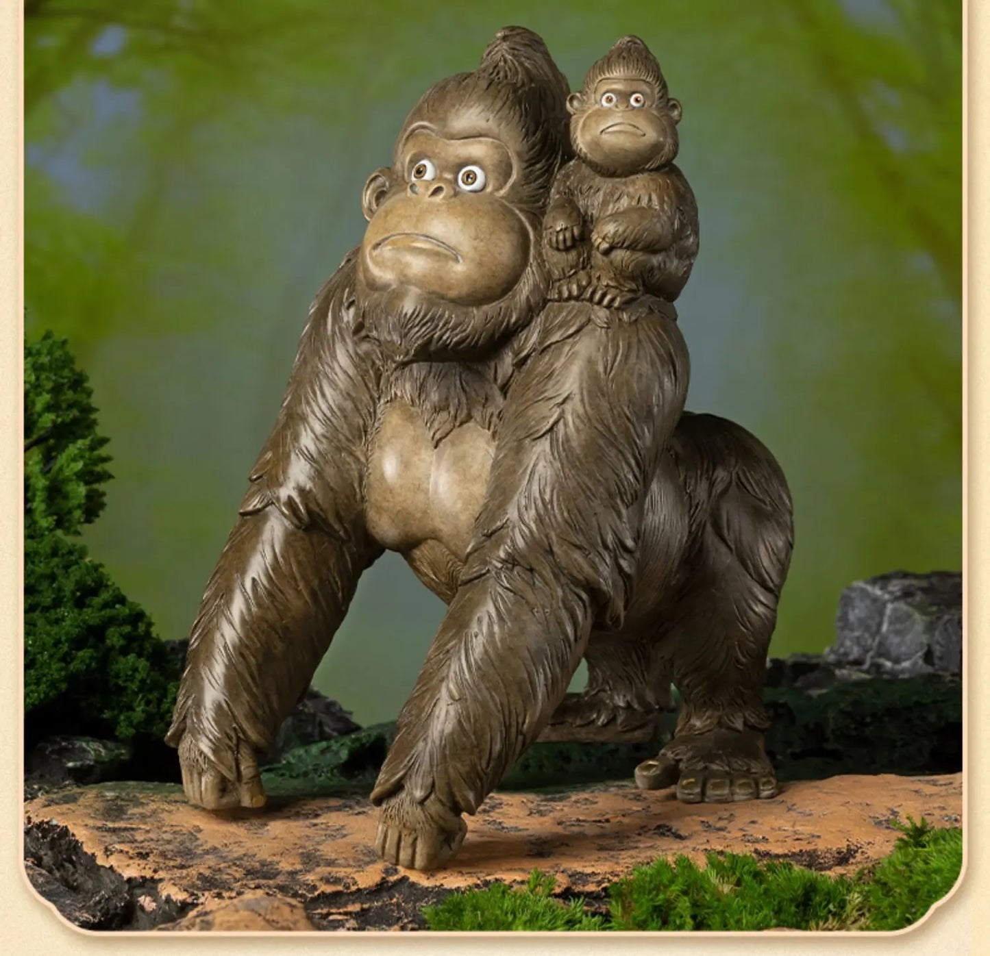 50% OFF Amazing TOP Handmade Rare forest Gorilla Mother Child COPPER carving Animal work BAR CLUB HOME high grade decorative art