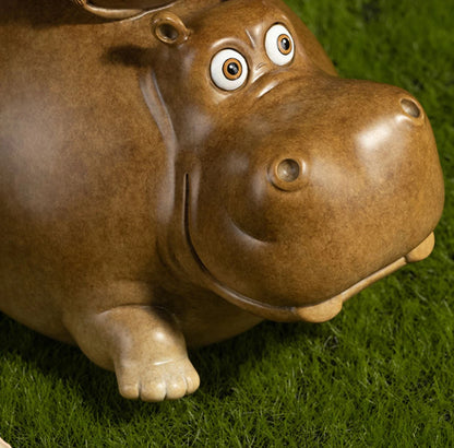 50% OFF Amazing TOP Handmade Rare hippo Mother and Child COPPER carving Animals work BAR CLUB HOME high grade decorative art