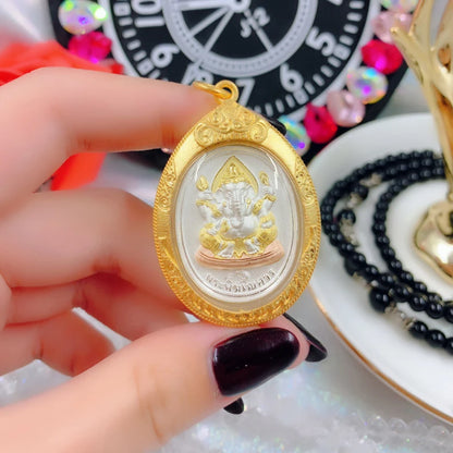 50% OFF Asia Thailand Temple four-faced Buddha figure Pendant GANESH God of wealth Amulet good luck Recruit wealth talisman