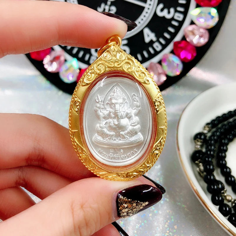 50% OFF Asia Thailand Temple four-faced Buddha figure effective Amulet Pendant GANESH God of wealth Amulet good luck talisman