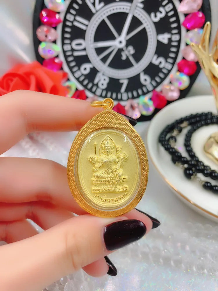 50% OFF Asia Thailand Temple four-faced Buddha figure effective Amulet Pendant GANESH God of wealth Amulet good luck talisman A2