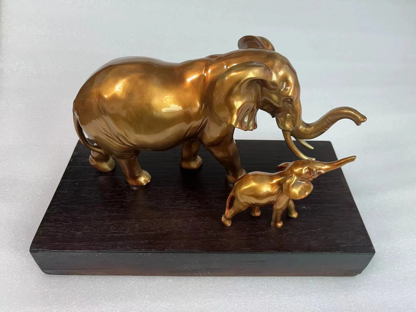 50% OFF Home Shop Company TOP decorative art Copper African elephant Mother Son Sculpture GOOD LUCK thriving business Success