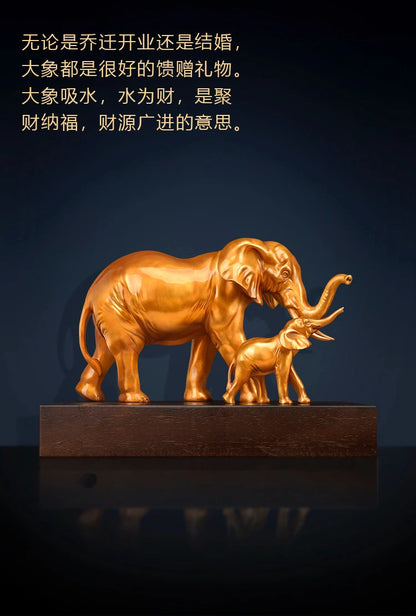 50% OFF Home Shop Company TOP decorative art Copper African elephant Mother Son Sculpture GOOD LUCK thriving business Success