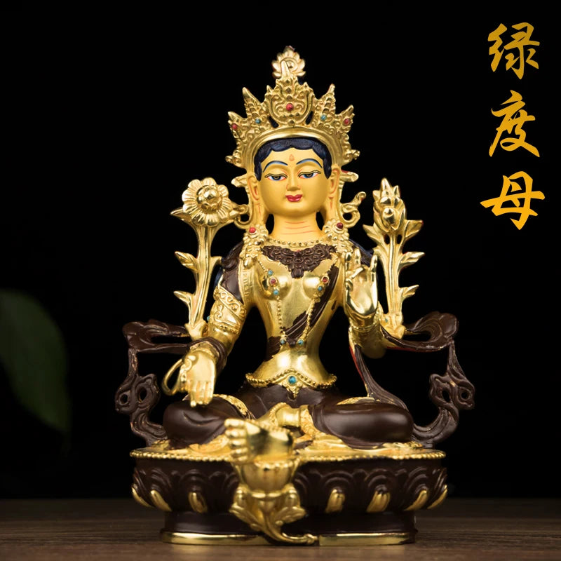50% OFF Wholesale Buddhist supply Tibet temple Buddhism family protection GOOD Green Tara Guanyin Buddha copper statue