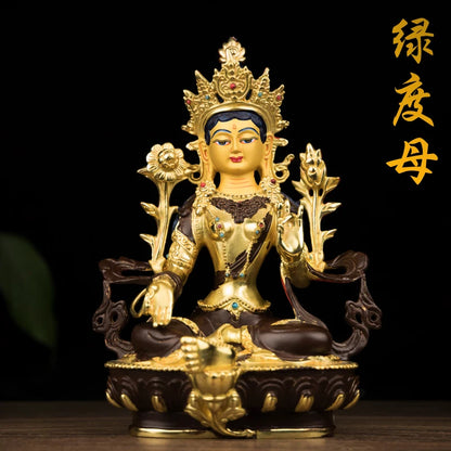 50% OFF Wholesale Buddhist supply Tibet temple Buddhism family protection GOOD Green Tara Guanyin Buddha copper statue