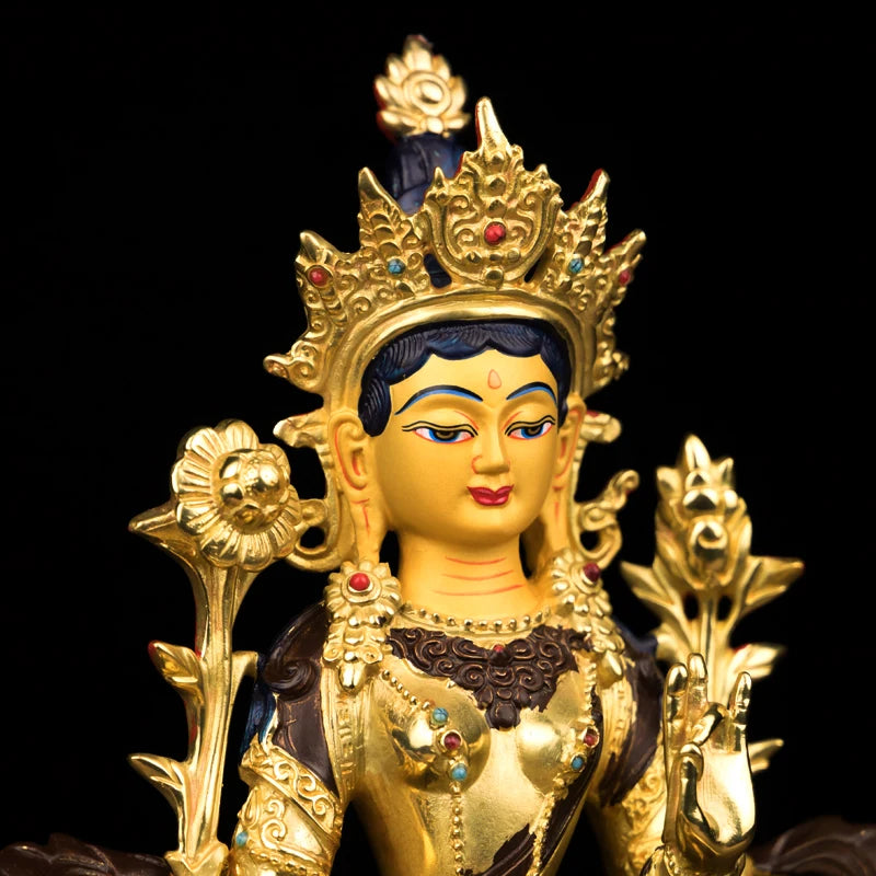 50% OFF Wholesale Buddhist supply Tibet temple Buddhism family protection GOOD Green Tara Guanyin Buddha copper statue