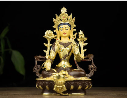 50% OFF Wholesale Buddhist supply Tibet temple Buddhism family protection GOOD Green Tara Guanyin Buddha copper statue