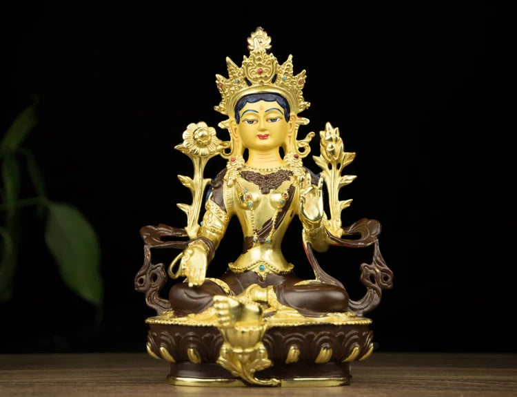50% OFF Wholesale Buddhist supply Tibet temple Buddhism family protection GOOD Green Tara Guanyin Buddha copper statue