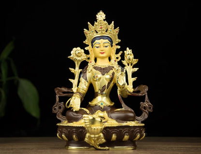 50% OFF Wholesale Buddhist supply Tibet temple Buddhism family protection GOOD Green Tara Guanyin Buddha copper statue