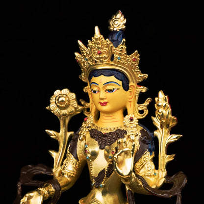 50% OFF Wholesale Buddhist supply Tibet temple Buddhism family protection GOOD Green Tara Guanyin Buddha copper statue