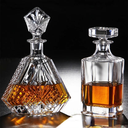 500-800Ml Elegant Whisky Wine Bottle Liquor Divider Thick Lead-Free Glass Wine Decanter Art Wine Set Distilled Beverage Pot