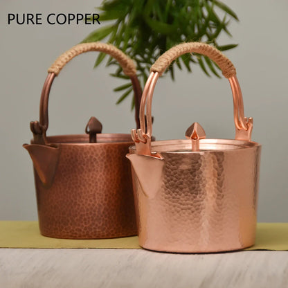 500ML Pure Copper Hammered Teapot Handmade Kettle Boiler Antique Tableware Teaware