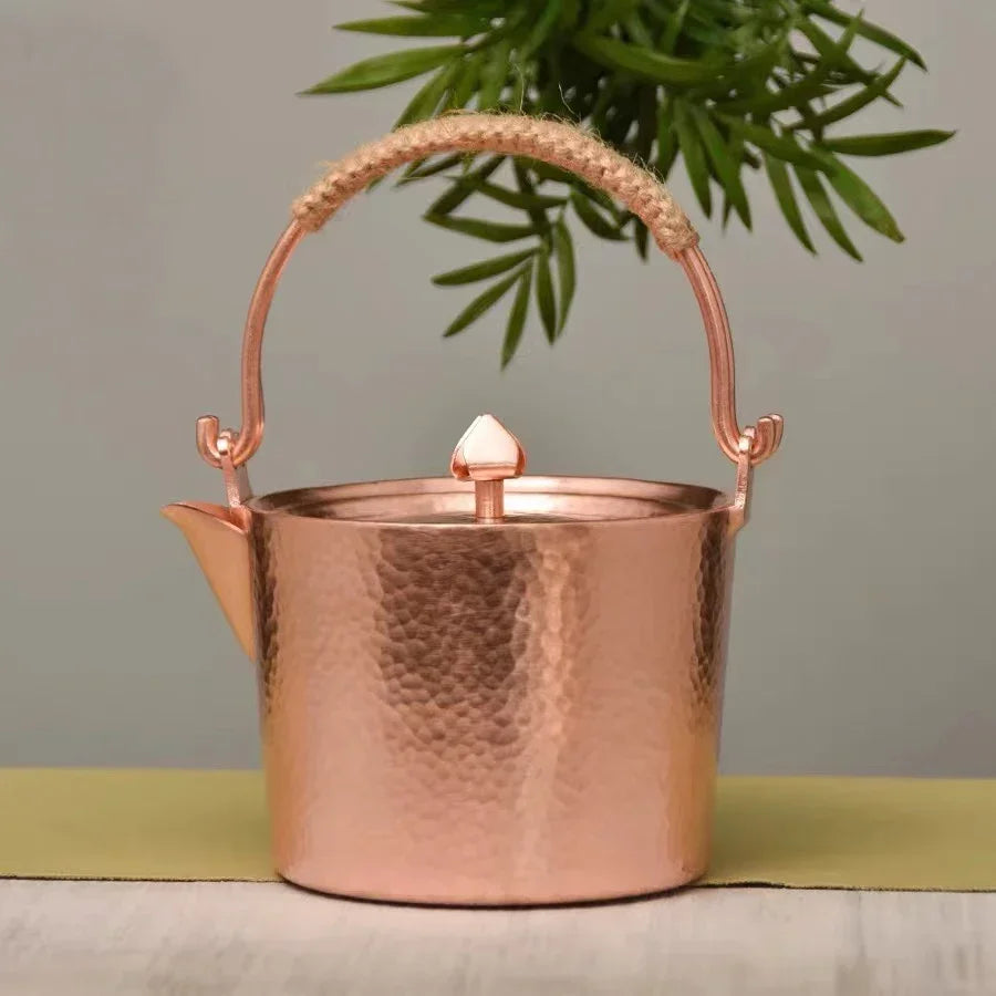 500ML Pure Copper Hammered Teapot Handmade Kettle Boiler Antique Tableware Teaware