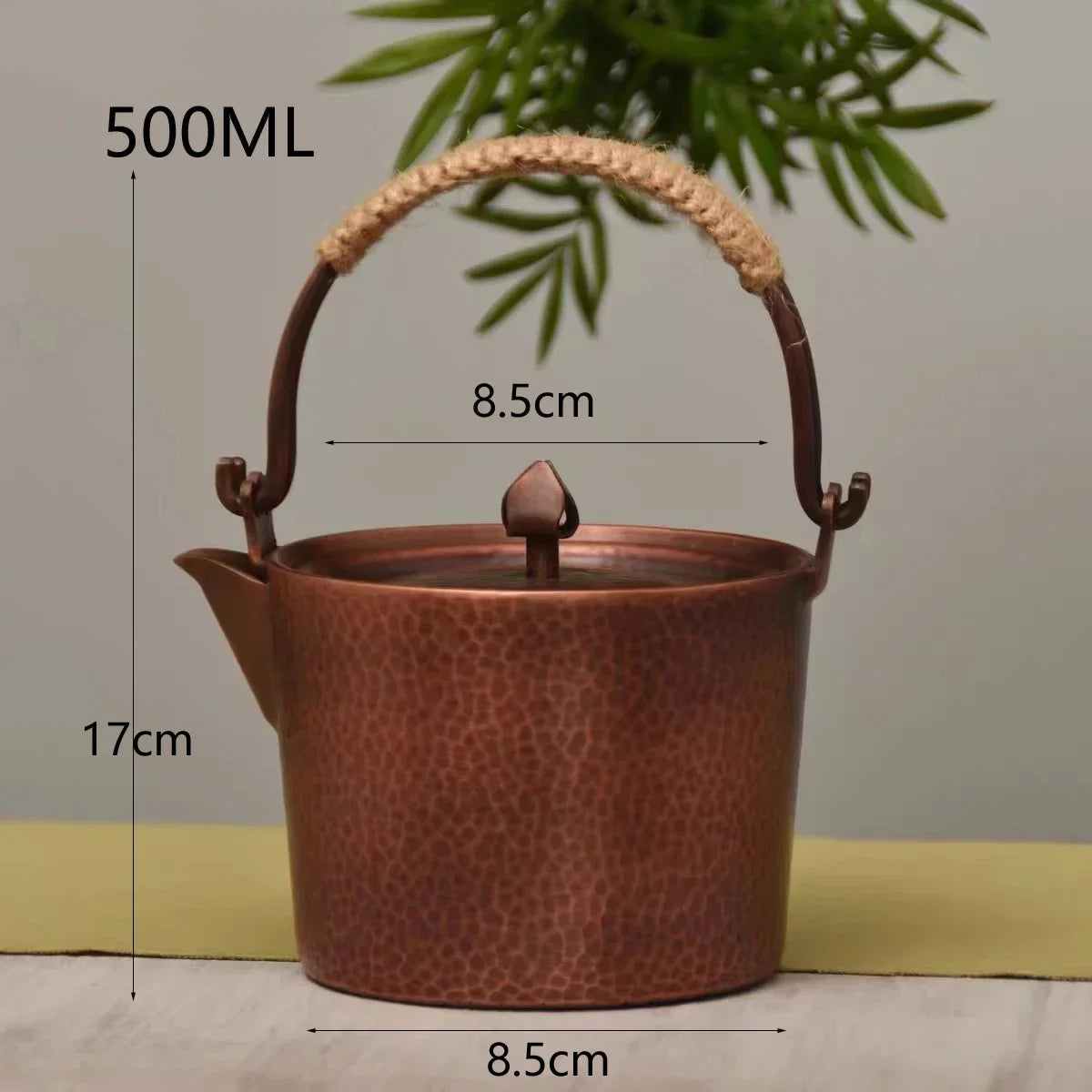 500ML Pure Copper Hammered Teapot Handmade Kettle Boiler Antique Tableware Teaware
