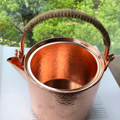 500ML Pure Copper Hammered Teapot Handmade Kettle Boiler Antique Tableware Teaware
